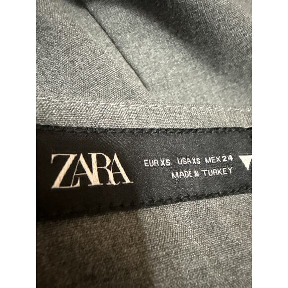 Zara Women's Gray Straight Leg High Waisted Pleated Trousers Dress Pants Size XS - Picture 4 of 5